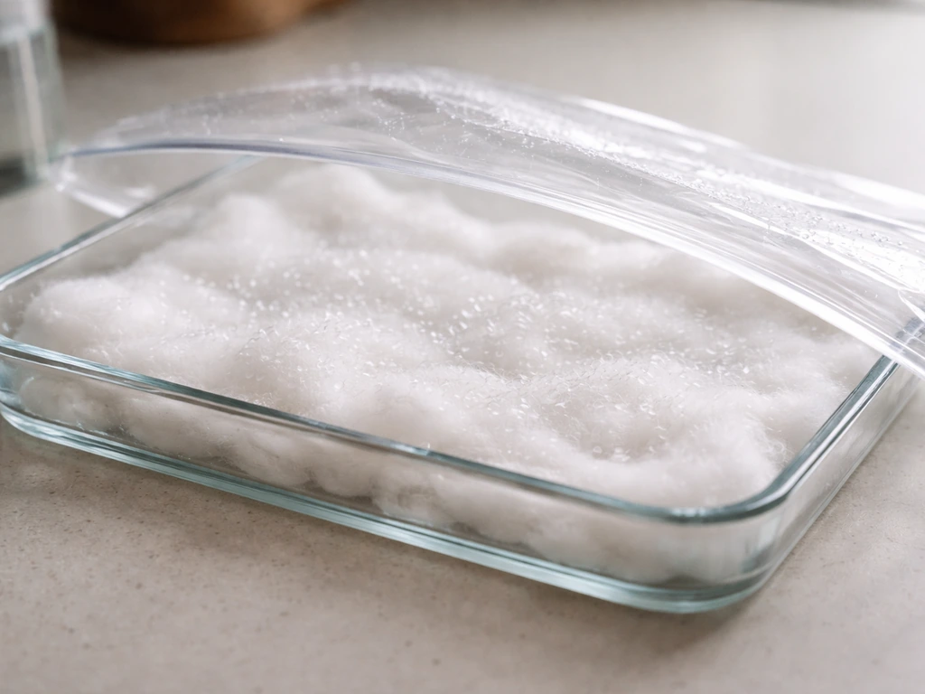 Cotton wool in a shallow tray, lightly misted, loosely covered with plastic for humidity.