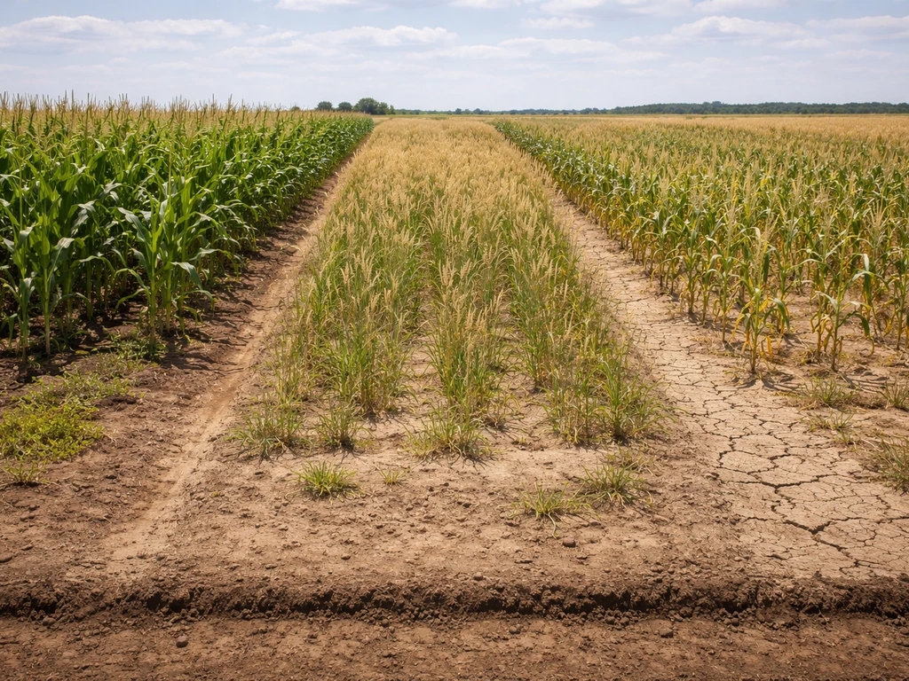 Minimal side-by-side fields representing pioneer regions with corn and wheat and a clear limiting factor.